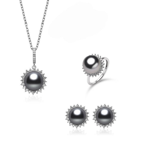 Tahitian Pearl Zirconia Sunflower Ring